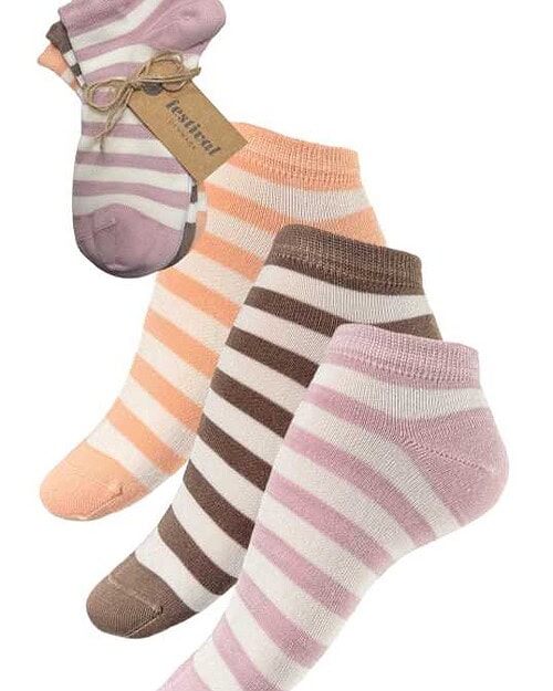 Festival 3-pack stribet sokker/strømper bambus viskose ONE SIZE Vejl. 149,-
