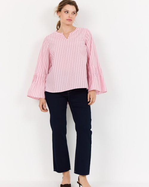 Alternative view of Wasabi Cristin 1 Stribet Bluse Lyserød/Brun BM: 40:110 42:120 44:130 46/48:140 50/52:150 54/56:160 Lg:75/85 Vejl. 499,95