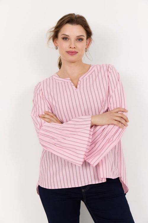 Wasabi Cristin 1 Stribet Bluse Lyserød/Brun BM: 40:110 42:120 44:130 46/48:140 50/52:150 54/56:160 Lg:75/85 Vejl. 499,95