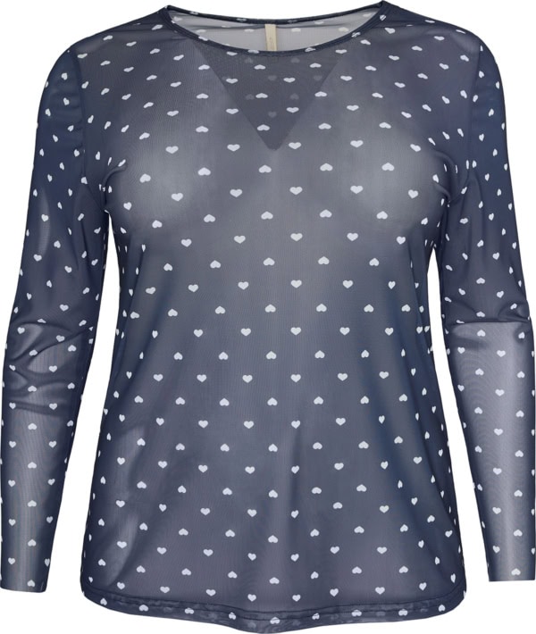 Cassiopeia Gwenna Mesh Bluse Navy M/Lyseblå Hjerter Lg:75 Vejl. 300,-