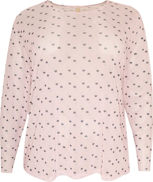 Cassiopeia Gwenna Mesh Bluse Lys rosa M/Grå Hjerter Lg:75 Vejl. 300,-