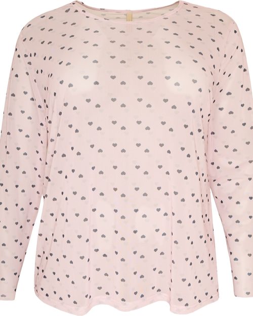 Cassiopeia Gwenna Mesh Bluse Lys rosa M/Grå Hjerter Lg:75 Vejl. 300,-