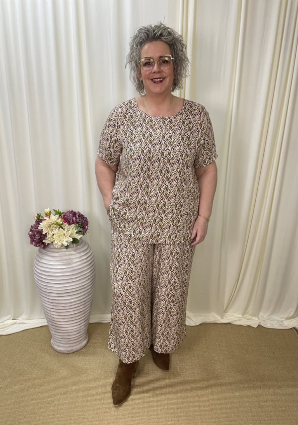 Only Nova Skirt Pant M/Print Beige/Grøn/Brun/Rosa SKL:60 Vejl. 299,95 - Billede 2