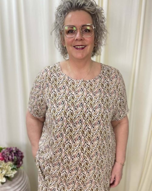 Only Nova Kortærmet Bluse M/Print Beige/Grøn/Brun/Rosa BM: 46:130 48:135 50:140 52:145 54:150 Lg:75 Vejl. 179,95