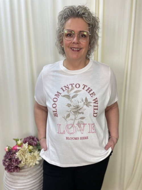 Only Payton T-Shirt M/Blomster Print Hvid BM: S:120 M:130 L:140 XL:150 Lg:70