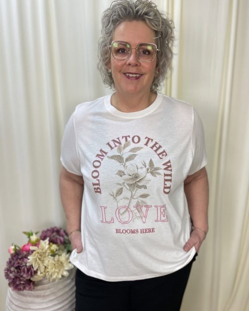 Only Payton T-Shirt M/Blomster Print Hvid BM: S:120 M:130 L:140 XL:150 Lg:70