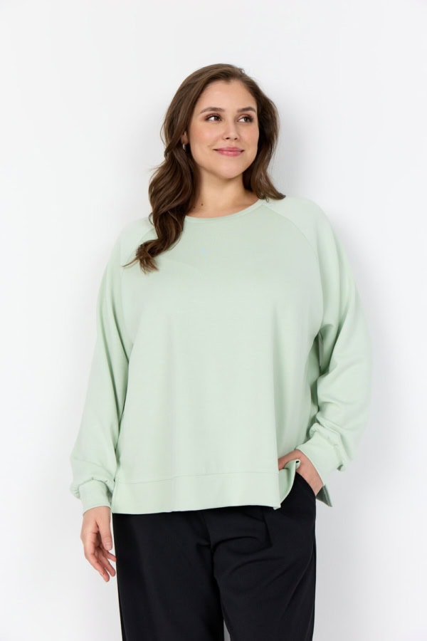 Wasabi Sabina 82 Bluse/Sweatshirt M/Modal Lys Mint M/Tekst BM: 44:135 46/48:145 50/52:155 54/56:160 Lg:70 Vejl.299,95