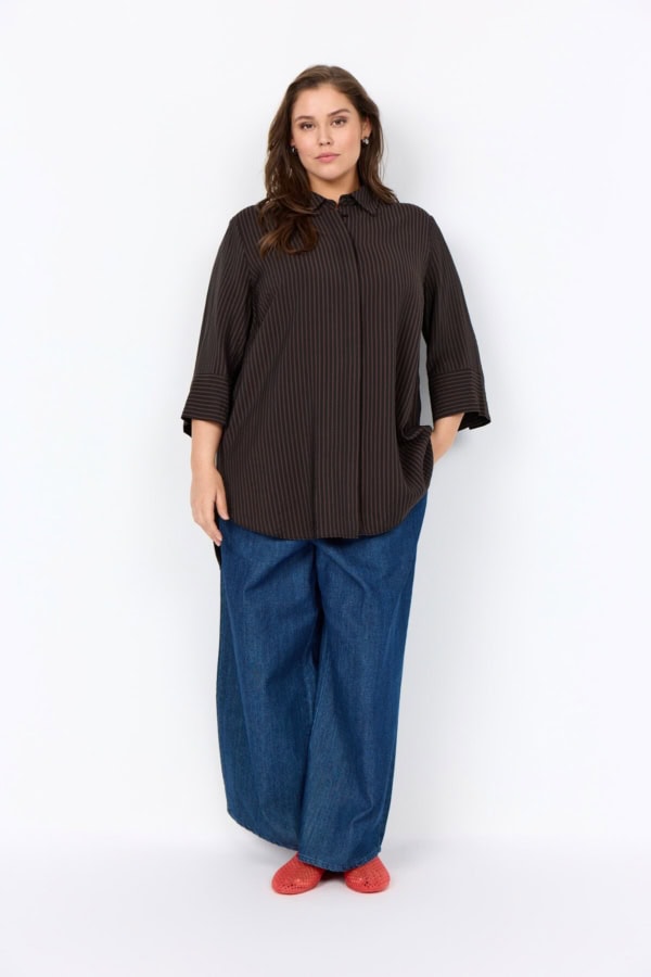 Wasabi Hedi 1 Stribet Skjorte Brun/Sort BM: 44:120 46/48:130 50/52:140 54/56:150 LG:85/95 Vejl. 399,95 - Billede 3
