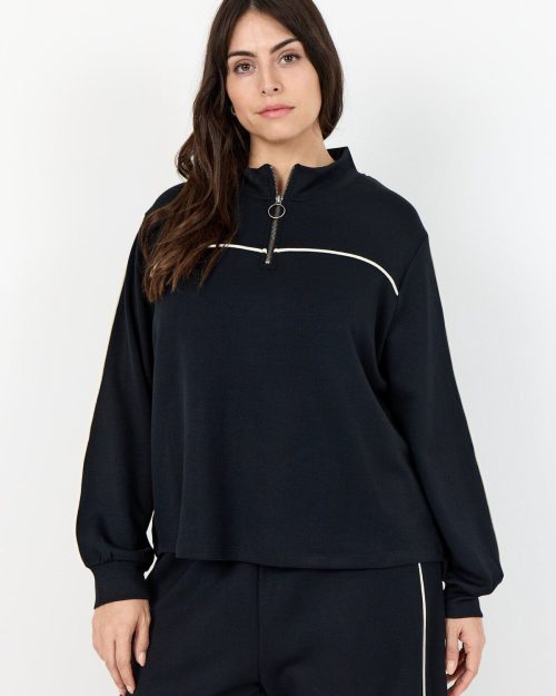 Wasabi Sabina 88 Sweatshirt Halv Lynlås M/Modal Sort BM: 38:120 40:125 42:130 44:135 46/48:140 50/52:150 54/56:160 LG:70 Vejl. 399,95