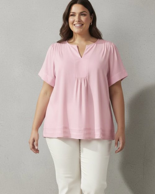 Cassiopeia Dinessi Kortærmet Bluse Light Pink BM: S:125 M:135 L:145 XL:155 LG:75 Vejl. 329,-