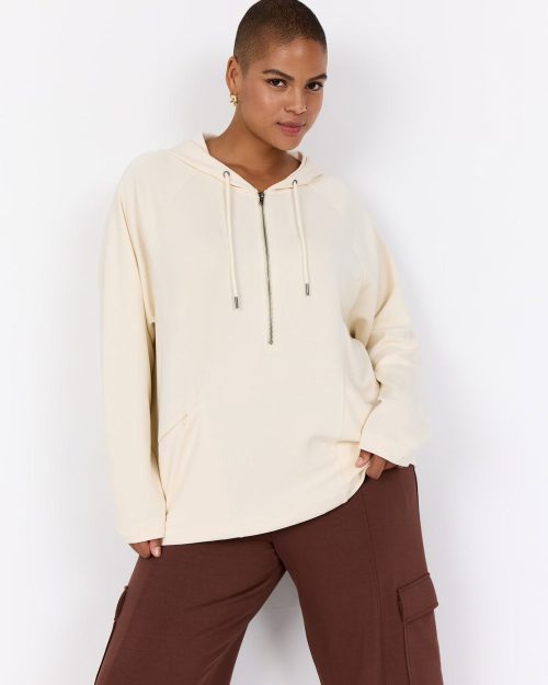 Wasabi Sabina 84 Sweatshirt M/Modal Creme Halv Lynlås BM: 40:120 42:125 44:130 46/48:140 50/52:150 54/56:160 Lg:75 Vejl.399,95