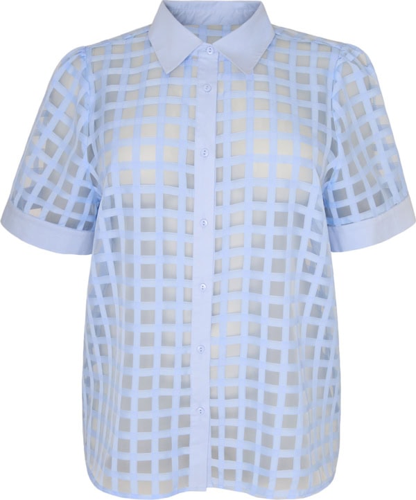 Cassiopeia Kajanna Kortærmet Skjorte Ternet Soft Blue BM: S:115 M:125 L:135 XL:145 LG:75 Vejl. 419,- - Billede 2