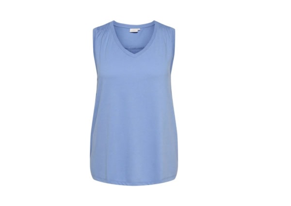 Only Coral V-Neck Top Uden Ærmer Lyseblå BM: S:115 M:125 L:135 XL:145 LG:75 Vejl. 149,95