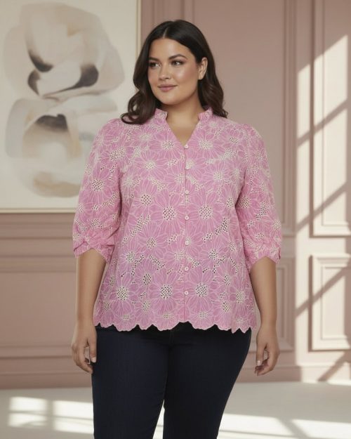 Cassiopeia Zyrana Skjorte M/Broderi Pink Combi BM: S:120 M:130 L:140 XL:150 LG:75 Vejl. 450,-