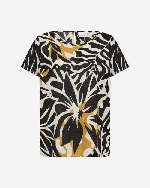 Wasabi Havin 1 Kortærmet Bluse Sort/Gul M/Print