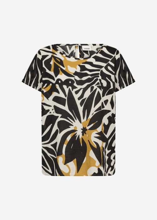 Wasabi Havin 1 Kortærmet Bluse Sort/Gul M/Print
