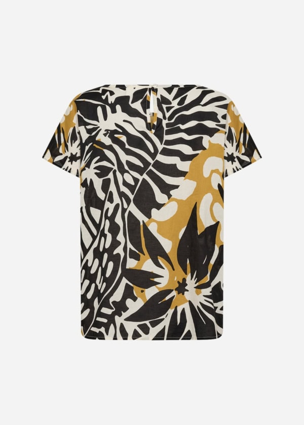 Wasabi Havin 1 Kortærmet Bluse Sort/Gul M/Print - Billede 2