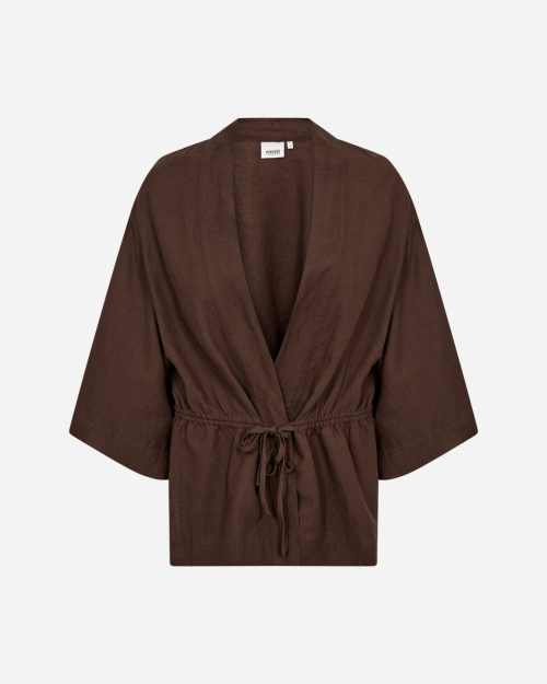 Wasabi Corinna 25 Hør/Viskose Skjorte Brun M/Bindebånd Vejl. 599,95