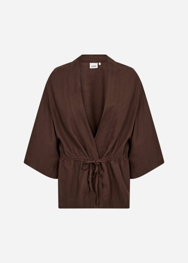 Wasabi Corinna 25 Hør/Viskose Skjorte Brun M/Bindebånd Vejl. 599,95