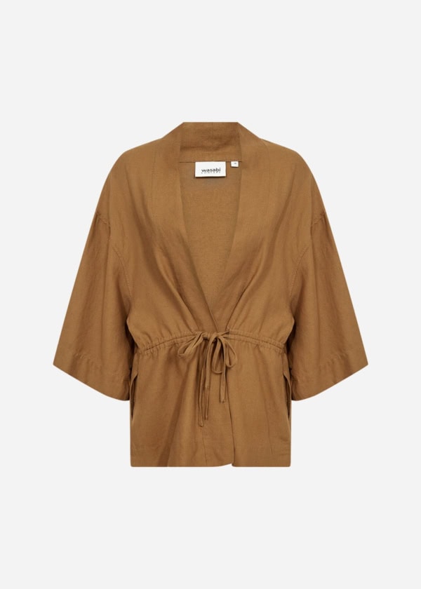 Wasabi Corinna 25 Hør/Viskose Skjorte Oliven Grøn M/Bindebånd LG:85 Vejl. 599,95