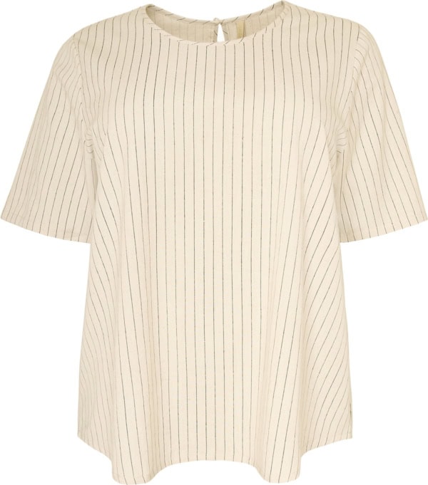 Cassiopeia Frejanna Kortærmet Bluse Stribet Sand Combi BM: S:120 M:130 L:140 XL:150 LG:75 Vejl. 300,- - Billede 2