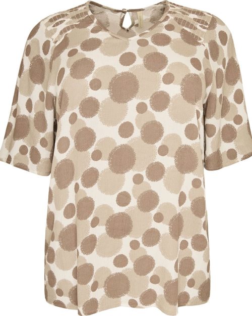 Cassiopeia Holissa Kortærmet Bluse M/Cirkler Sand Combi BM: S:130 M:140 L:150 XL:160 LG:80 Vejl. 349,-