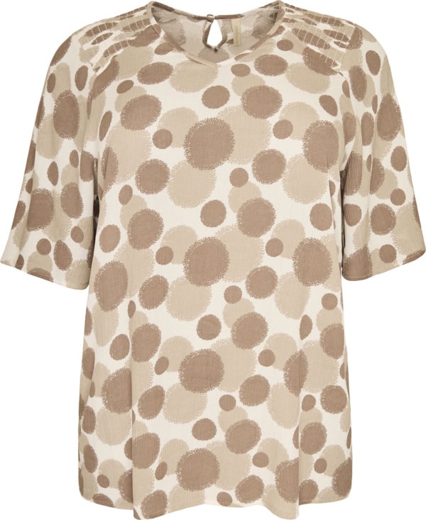Cassiopeia Holissa Kortærmet Bluse M/Cirkler Sand Combi BM: S:130 M:140 L:150 XL:160 LG:80 Vejl. 349,-