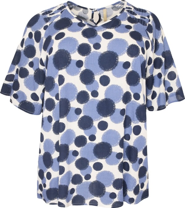 Cassiopeia Holissa Kortærmet Bluse M/Cirkler Blue Combi  BM: S:130 M:140 L:150 XL:160 LG:80 Vejl. 349,- - Billede 2