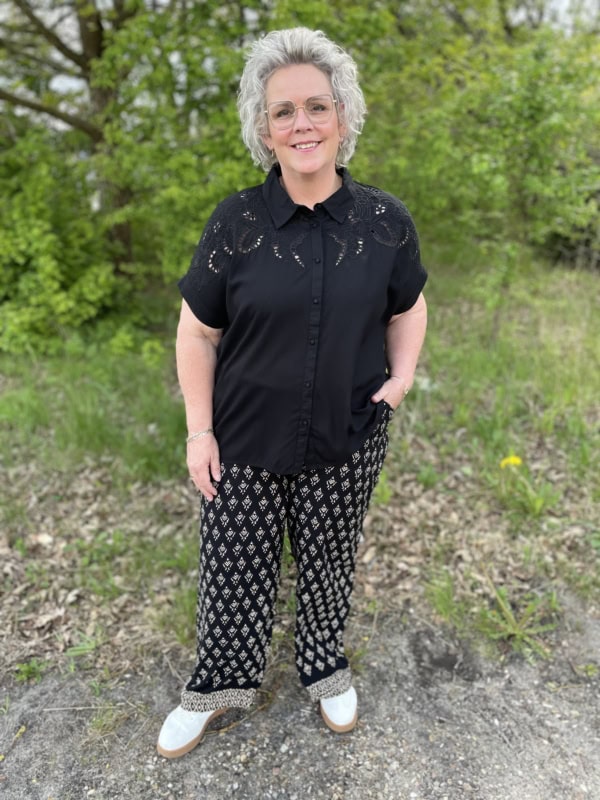 Cassiopeia Jossie Pants Sort M/Print SKL:75 Vejl.350 - Billede 2