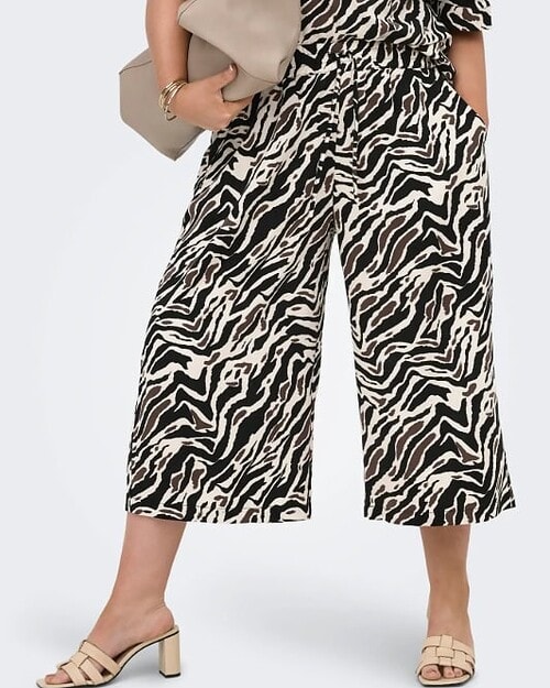 Only Elite Culotte Pants M/Grafisk Print Sort/Brun/Creme SKL:50 Vejl. 299,95