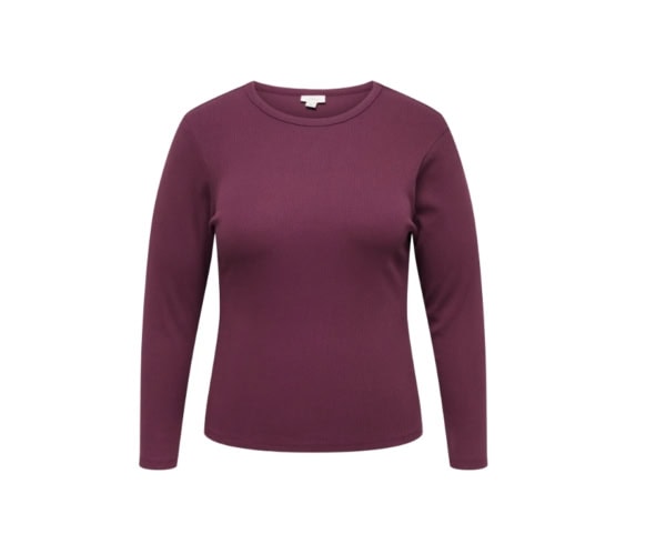 Only Val O-Neck Langærmet Ribbet Top Mørk Blomme LG:65 Vejl. 159,95