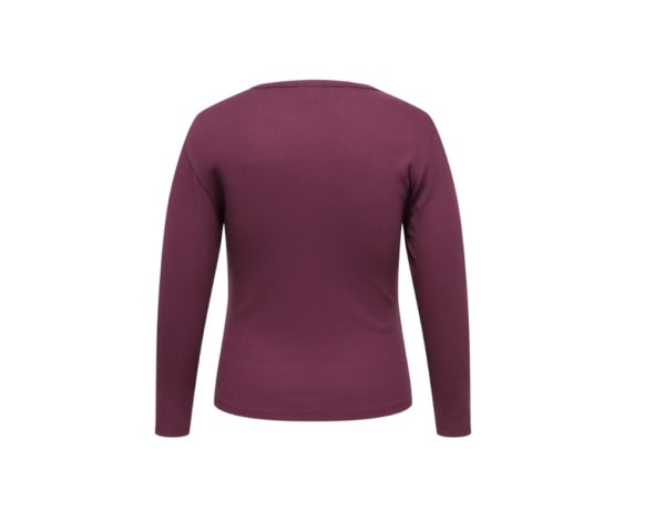 Only Val O-Neck Langærmet Ribbet Top Mørk Blomme LG:65 Vejl. 159,95 - Billede 2