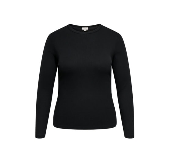 Only Val O-Neck Langærmet Ribbet Top Sort LG:65 Vejl. 159,95