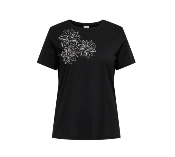 Only Timon T-Shirt Sort M/Blomster & Perler BM: S:120 M:130 L:140 XL:150 LG:70 Vejl.179,95