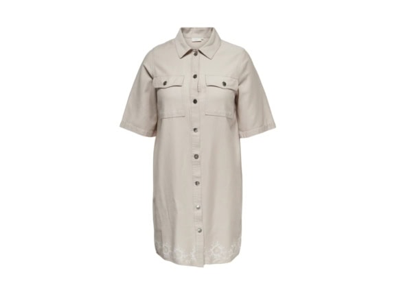 Only Belle-Kassia Twill Skjorte Kjole A-form Kortærmet Sand BM: 42:115 44:120 46:125 48:130 50:135 52:140 54:145 LG:105 Vejl. 529,95 - Billede 4