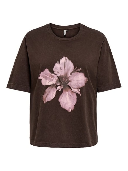 Only Cady Loose T-shirt M/Blomster Brun Wash BM: S:125 M:135 L:145 XL:155 LG:75 Vejl.199,95