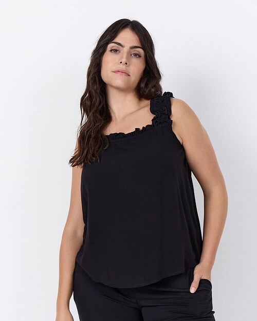 Wasabi Sia 41 Top M/Flæsestropper Sort BM: 42:120 44:125 46/48:130 50/52:140 54/56:150 LG:70 Vejl. 249,95