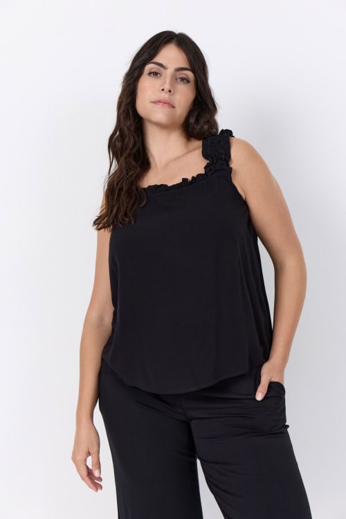 Wasabi Sia 41 Top M/Flæsestropper Sort BM: 42:12 44:125 46/48:130 50/52:140 54/56:150 LG:70 Vejl. 249,95