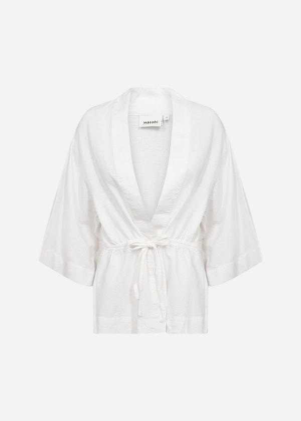 Wasabi Corinna 25 Hør/Viskose Skjorte Hvid M/Bindebånd LG:85 Vejl. 599,95