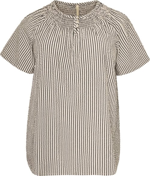 Alternative view of Cassiopeia Anjanna Stribet Bluse Kortærmet Sand Combi BM: S:120 M:130 L:140 XL:150 LG:77 Vejl. 349,-