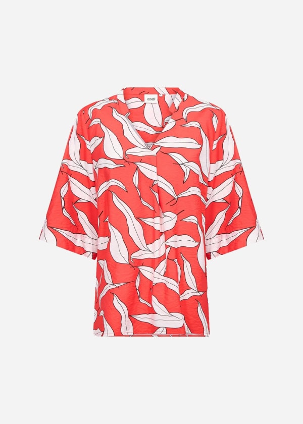 Wasabi Hermina 2 Kortærmet Bluse M/Print Rød/Hvid BM: 42:125 44:130 46/48:140 50/52:150 54/56:160 LG:75 Vejl. 349,95