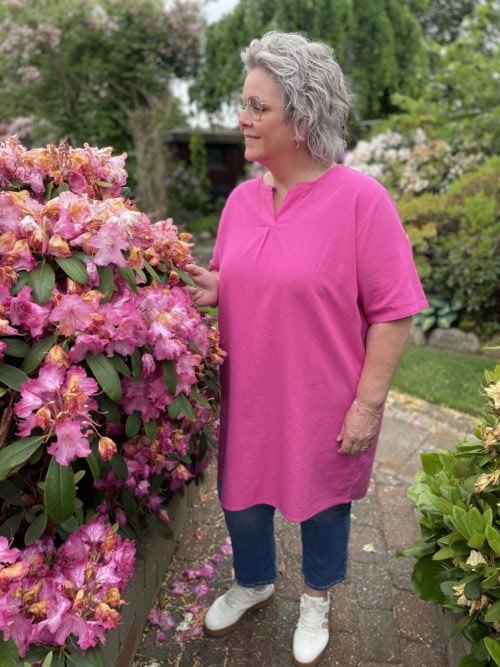 Alternative view of DNY Malibu Kjole M/Hør Pink BM: S:130 M:140 L:150 XL:160 LG:95/105 Vejl.199,95