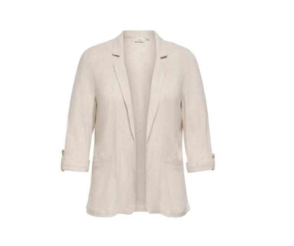 Only Siesta 3/4 Åben Blazer Jakke M/Hør Beige Melange LG:78 Vejl. 349,95