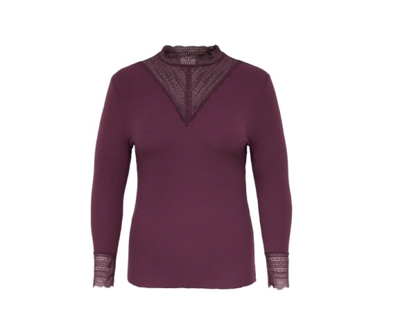 Only Tilde Rib Bluse M/Blonde Langærmet Blomme LG: 75 - Billede 3