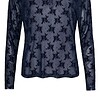 Cassiopeia Gitesse Mesh Bluse M/Velour Blomster Print Navy Vejl. 300,-