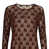 Cassiopeia Gitesse Mesh Bluse M/Velour Blomster Print Brun Vejl. 300,-