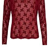 Cassiopeia Gitesse Mesh Bluse M/Velour Blomster Print Bordeaux Vejl. 300,-