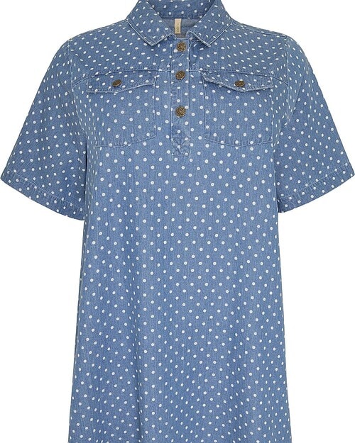 Alternative view of Cassiopeia Gaianna Denim Kjole A-form M/Prikker Lyse Blå BM: S:125 M:135 L:145 XL:155 Lg:100 Vejl. 450,-