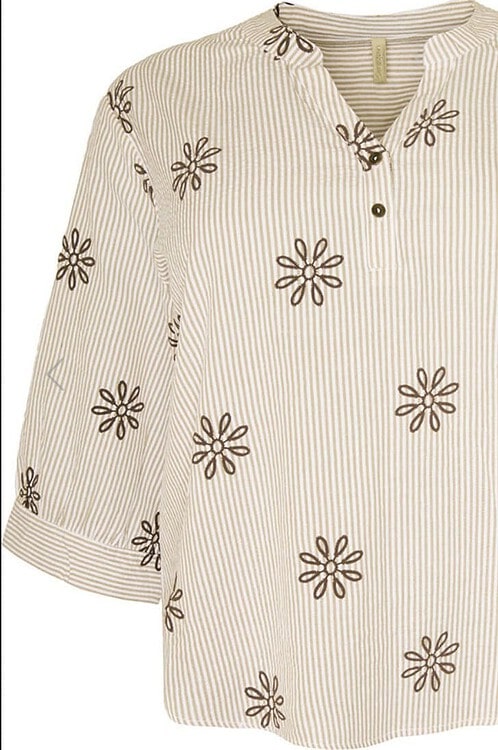 Cassiopeia Elissa bluse sand combi BM: S:130 M:140 L:150 XL:160 LG:75 Vejl. 350,-