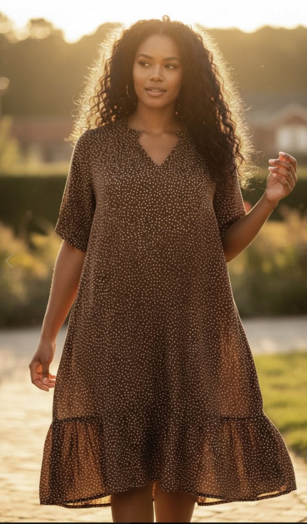 Cassiopeia Minette kjole brun combi BM: S:130 M:140 L:150 XL:160 LG:115 Vejl. 400,- - Billede 2